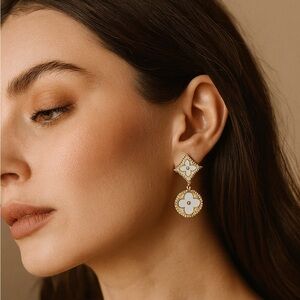 Adina Eden Gold and mother of Pearl Drop Earrings